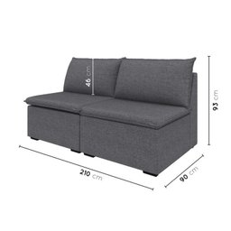 Sofá Modular 2 Módulos Centrais Zen CabeCasa MadeiraMadeira - 3