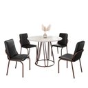 Ver imagem 2 de Conjunto Sala de Jantar Mesa Redonda 100cm Base Omega Tampo Mdf Laca com Vidro Malibu