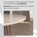 Ver mais imagens de Conjunto Sala de Jantar Mesa Redonda 100cm Base Omega Tampo MDF Laca com Vidro Malibu Marrom/Preto