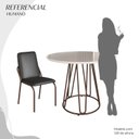 Ver imagem 5 de Conjunto Sala de Jantar Mesa Redonda 100cm Base Omega Tampo MDF Laca com Vidro Malibu Marrom/Preto