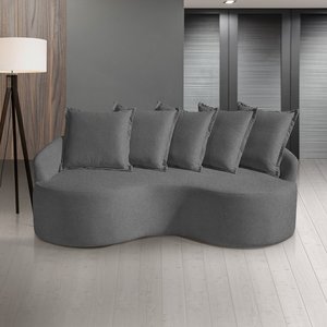 Sofá Curvo Living 02 Lugares 2m Orion + 5 Almofadas Brinde:chumbo