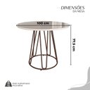 Ver imagem 3 de Conjunto Sala de Jantar Mesa Redonda 100cm Base Omega Tampo MDF Laca com Vidro Malibu Marrom/Creme