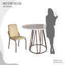 Ver imagem 5 de Conjunto Sala de Jantar Mesa Redonda 100cm Base Omega Tampo MDF Laca com Vidro Malibu Marrom/Creme