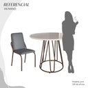 Ver imagem 5 de Conjunto Sala de Jantar Mesa Redonda 100cm Base Omega Tampo MDF Laca com Vidro Malibu Marrom/Grafite