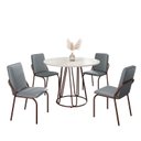 Ver imagem 2 de Conjunto Sala de Jantar Mesa Redonda 100cm Base Omega Tampo Mdf Laca com Vidro Malibu