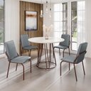 Ver imagem 1 de Conjunto Sala de Jantar Mesa Redonda 100cm Base Omega Tampo Mdf Laca com Vidro Malibu