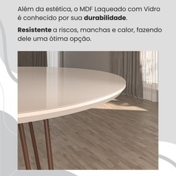 Conjunto Sala de Jantar Mesa Redonda 100cm Base Omega Tampo Mdf Laca com Vidro Malibu - 8