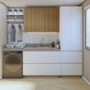 Ver imagem 1 de Lavanderia Modulada com Armário Aéreo, Armário Multiúso e Balcão 100% Mdf Rainha
