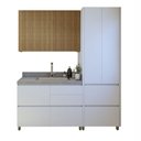 Ver imagem 2 de Lavanderia Modulada com Armário Aéreo, Armário Multiúso e Balcão 100% MDF Rainha Branco/Nature