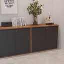 Ver imagem 3 de Armário Gold Baixo 90cm x 77cm x 44cm Marrom/Noce/Preto