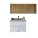 Ver imagem 2 de Lavanderia Modulada com Balcão 1 Porta e 2 Armários Aéreos 100% MDF Rainha Branco/Nature