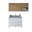 Ver imagem 2 de Lavanderia Modulada com Balcão 1 Porta e 2 Armários Aéreos 100% MDF Rainha Branco/Nature