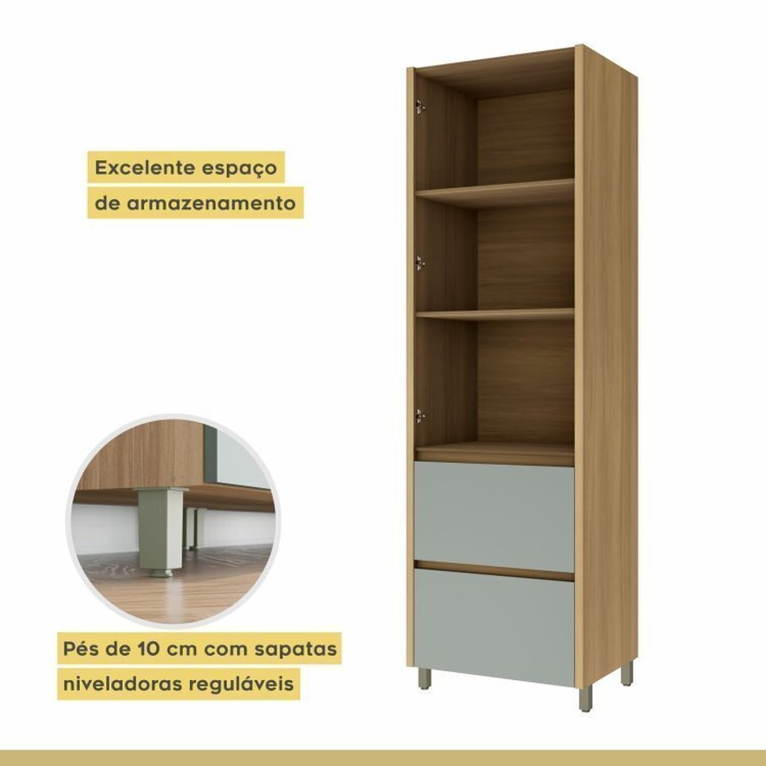 Lavanderia Modulada com Armário Aéreo, Armário Multiuso com Balcão 100% Mdf Rainha - 6