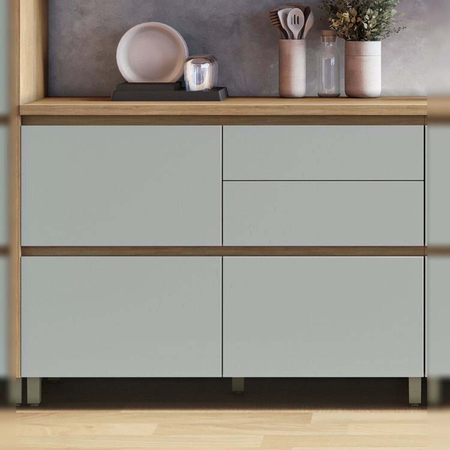Lavanderia Modulada com Armário Aéreo, Armário Multiuso com Balcão 100% Mdf Rainha - 17