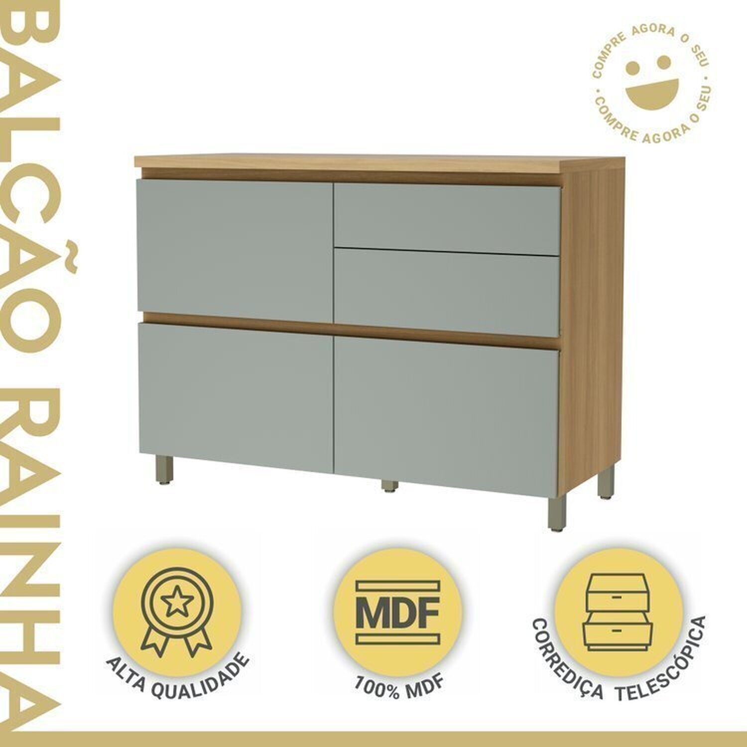 Lavanderia Modulada com Armário Aéreo, Armário Multiuso com Balcão 100% Mdf Rainha - 18