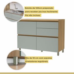 Lavanderia Modulada com Armário Aéreo, Armário Multiuso com Balcão 100% Mdf Rainha - 19