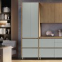 Ver imagem 3 de Lavanderia Modulada com Armário Aéreo, Armário Multiuso com Balcão 100% MDF Rainha Marrom/Nature/Verde