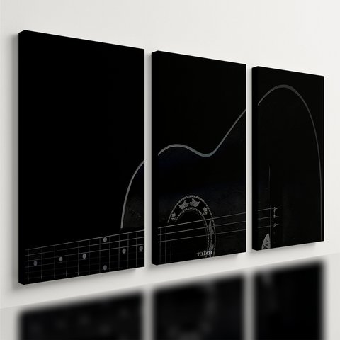 Kit 3 Quadro Decorativo Violão Musica Instrumentos Moderno 28x20cm