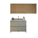 Ver imagem 2 de Lavanderia Modulada com Balcão e 2 Armários Aéreos Ripados 100% MDF Rainha Verde/Nature