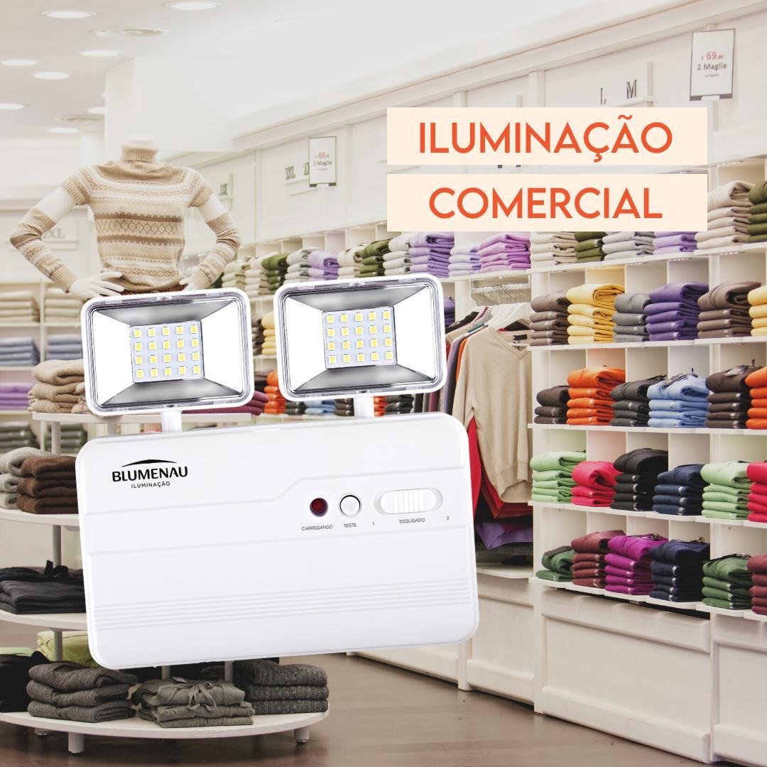 Luminária de Emergência Led com 2 Faróis 10w Bi-volt 2200lm - 3