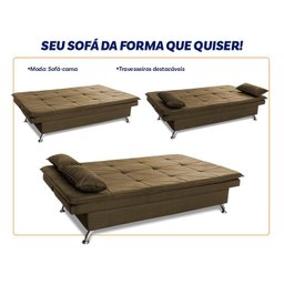 Sofá Cama Pérsia 3 Lugares Suede Velut - King House - 5