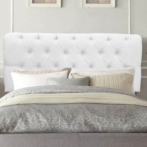Painel Estofado Luxo Capitonê Livia 140cm Casal para Cama Box Corino Branco - Gat Magazine