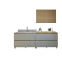 Ver imagem 2 de Lavanderia Modulada com 2 Balcões e 1 Amario Aéreo Porta Ripada 100% MDF Rainha Verde/Nature