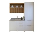 Ver imagem 2 de Lavanderia Modulada com Armário Aéreo,1 Balcão e 1 Armário Multiuso 100% MDF Marquesa Branco/Nature