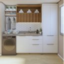 Ver imagem 1 de Lavanderia Modulada com Armário Aéreo,1 Balcão e 1 Armário Multiuso 100% Mdf Marquesa