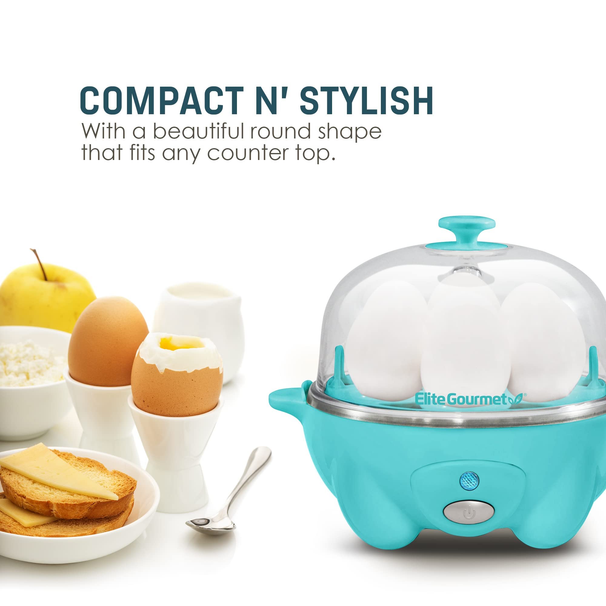 Elite Gourmet Egg Cooker Elétrico com Capacidade para 7 Ovos (cor Teal) - 4