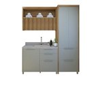 Ver imagem 3 de Lavanderia Modulada com Armário Aéreo,1 Balcão e 1 Armário Multiuso 100% MDF Marquesa Verde/Nature