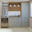 Ver imagem 1 de Lavanderia Modulada com Armário Aéreo,1 Balcão e 1 Armário Multiuso 100% Mdf Marquesa