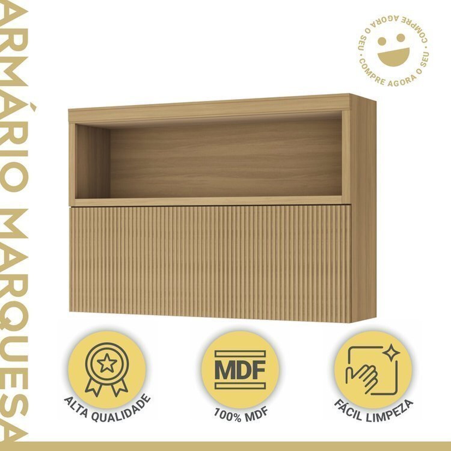 Lavanderia Modulada com Armário Aéreo,1 Balcão e 1 Armário Multiuso 100% Mdf Marquesa - 11