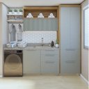 Ver imagem 1 de Lavanderia Modulada com Armário Aéreo,1 Balcão e 1 Armário Multiuso 100% Mdf Marquesa