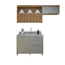 Ver imagem 2 de Lavanderia Modulada com Balcão 1 Porta e 2 Armários Aéreos 100% MDF Marquesa Verde/Nature
