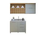 Ver imagem 2 de Lavanderia Modulada Marquesa com 2 Armários Aéreos e 1 Balcão 1 Porta 100% MDF Verde/Nature
