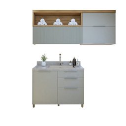 Lavanderia Modulada com 2 Armários Aéreos e 1 Balcão 1 Porta 100% Mdf - 2
