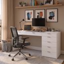 Ver imagem 1 de Escrivaninha Mesa para Escritório com 7 Gavetas 45 x 120cm Casuá Branca Columbus