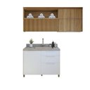 Ver imagem 2 de Lavanderia Modulada com 2 Armários Aéreos e 1 Balcão 100% MDF Marquesa Marrom/Branco/Nature
