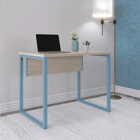 Escrivaninha Mesa Escritório P25 90cm Castanheira e Azul Dali Cinza