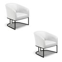 Ver imagem 1 de Kit 2 Poltronas Stella Corino Base Industrial Preto - D’Rossi Branco