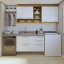 Ver imagem 1 de Lavanderia Modulada Burguesa com 2 Armários Aéreos e 1 Balcão 2 Portas 100% Mdf