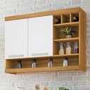 Ver imagem 3 de Lavanderia Modulada Burguesa com 2 Armários Aéreos e 1 Balcão 2 Portas 100% MDF Marrom/Amadeirado Freijó/Branco