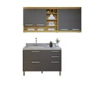 Ver imagem 2 de Lavanderia Modulada Burguesa com 2 Armários Aéreos e 1 Balcão 2 Portas 100% MDF Cinza/Amadeirado Freijó/Grafite