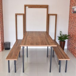 Kit Mesa Dobrável Retrátil de Parede 9 Lugares com Bancos (2,15m) - Noronha - 6