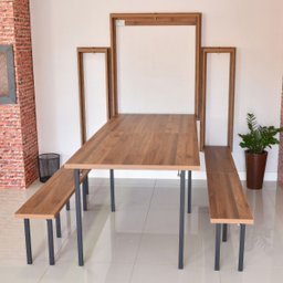 Kit Mesa Dobrável Retrátil de Parede 9 Lugares com Bancos (2,15m) - Noronha - 7