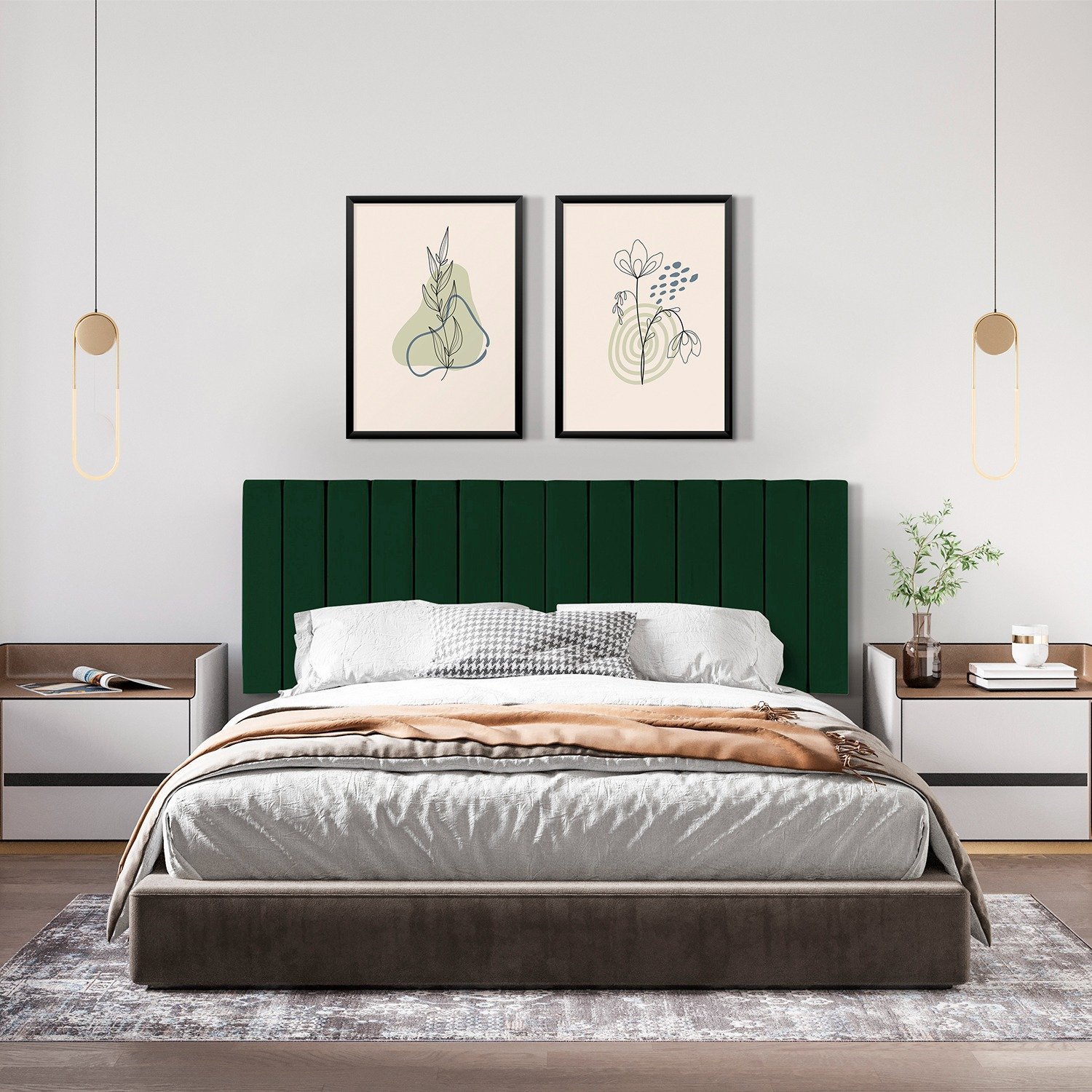 Cabeceira Painel Estofada para Cama Box 140 cm - Palito - Verde Musgo - 1