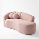 Ver imagem 3 de Sofá Curvo 3 Lugares Orgânico Recepção Sala Estar Confortável Serena Boucle Rosê - Montanaris Decor