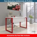 Ver imagem 2 de Mesa Escritório P25 Tub Pandin 134 Cm (larg) Tampo Mdp Branco Pé Aço Tubular Vermelho