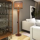 Ver imagem 1 de Luminária de Chão Master 160cm Madeira Maciça Cobre Bivolt E27 Cúpula - Teca/Preto